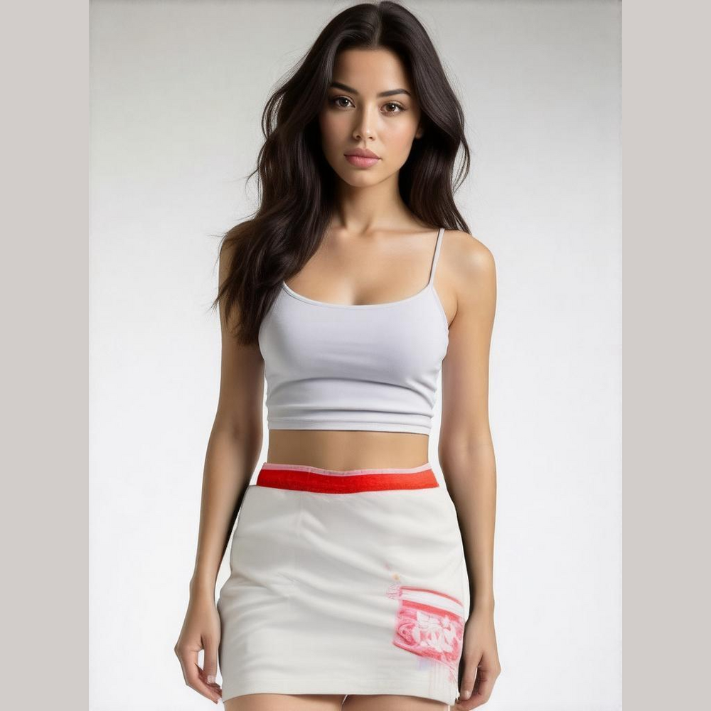 Vintage French Kitty by Mighty Fine Womens Graffiti Skirt, White, Large
